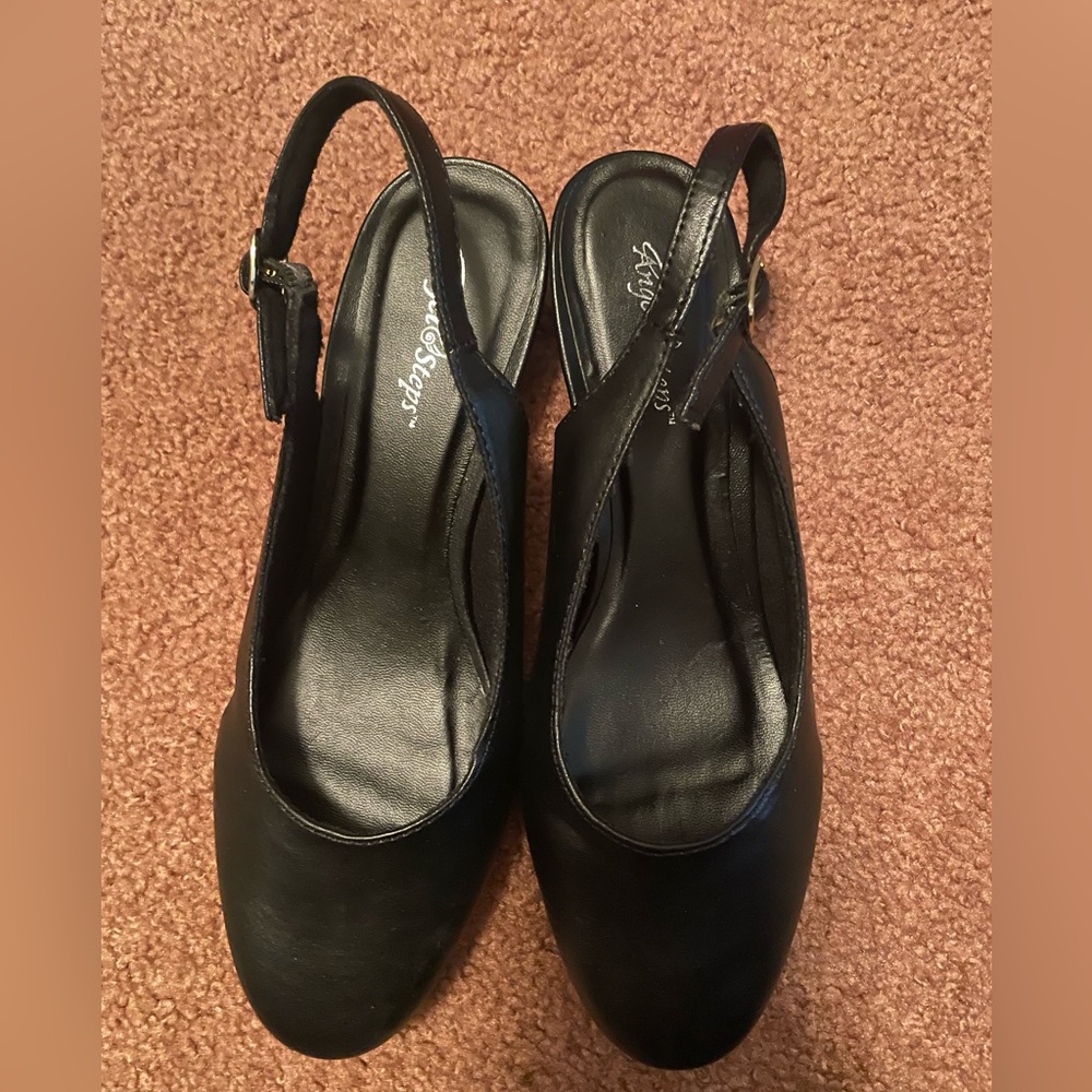 Brand new small heeled slingbacks